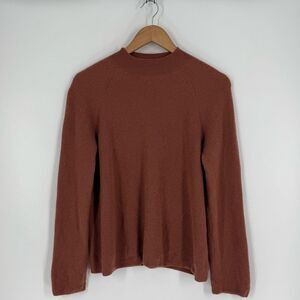Vince 100% Cashmere Ribbed Knit Mock Neck Sweater in Brown | Size XS